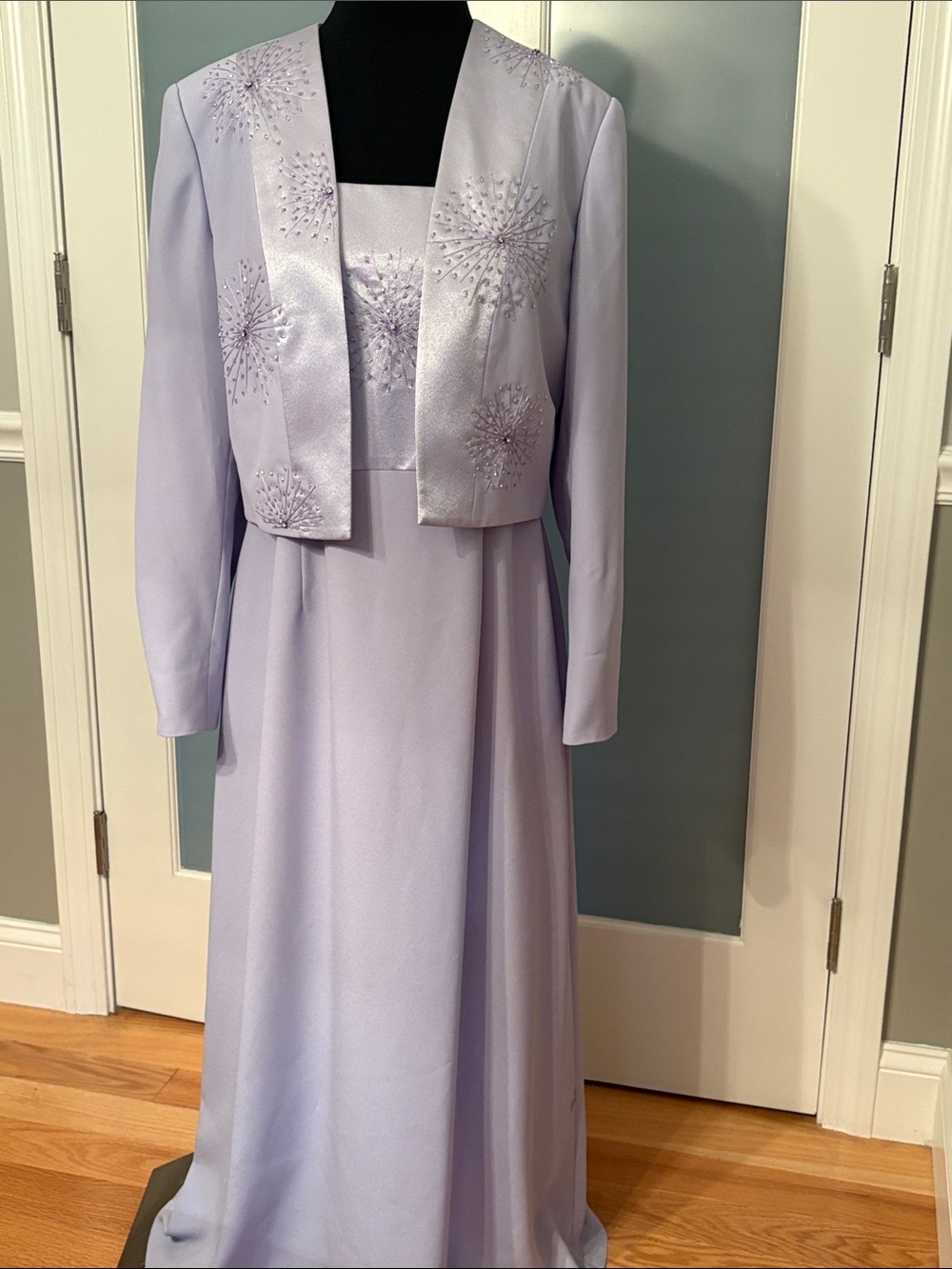 Adrianna Papell Occasions Lilac Beaded Jacket Evening Gown
